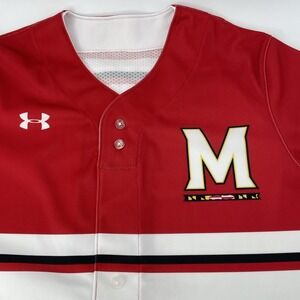 Maryland Terrapins Under Armour Baseball Jersey L  Red White